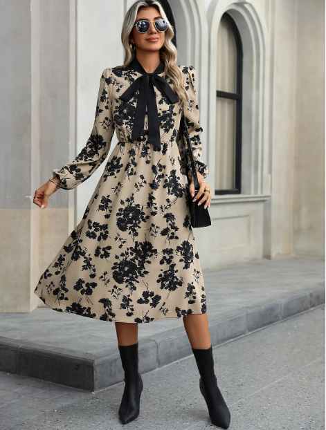 Alice Printed Floral Long Sleeve Dress